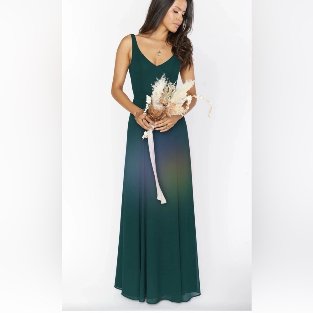 NWT Show Me Your Mumu Jenn Maxi Emerald Chiffon Gown